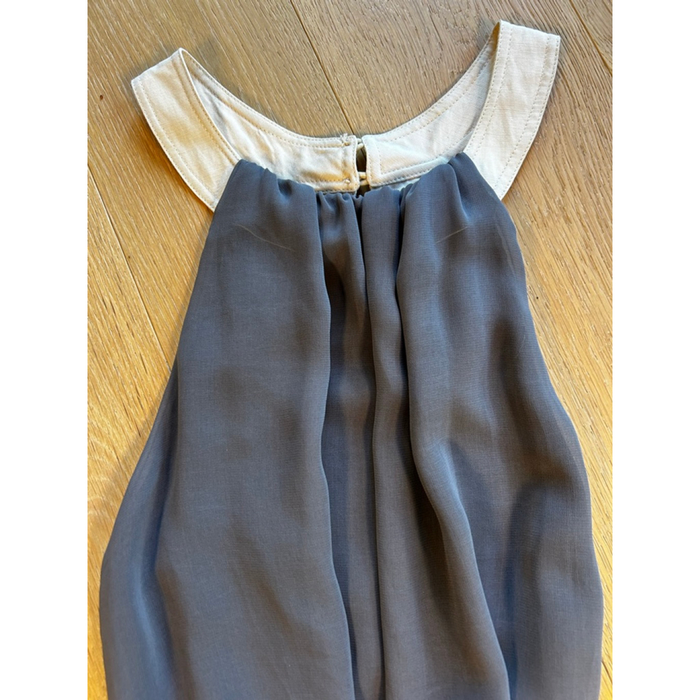 Ark & Co. Smoky Blue High Low Lace Trim Halter Dress Tie Waist Romantic - Picture 3 of 12